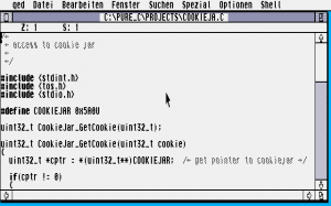 QED unter TOS mit Syntaxhervorhebung (Atari ST)