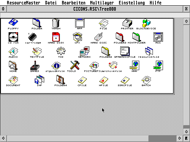 Preview of the KDE 1 iconset ported to the Atari Falcon 030