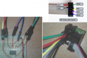 ATtiny85 mit fliegender Verdrahtung im Steckbrett