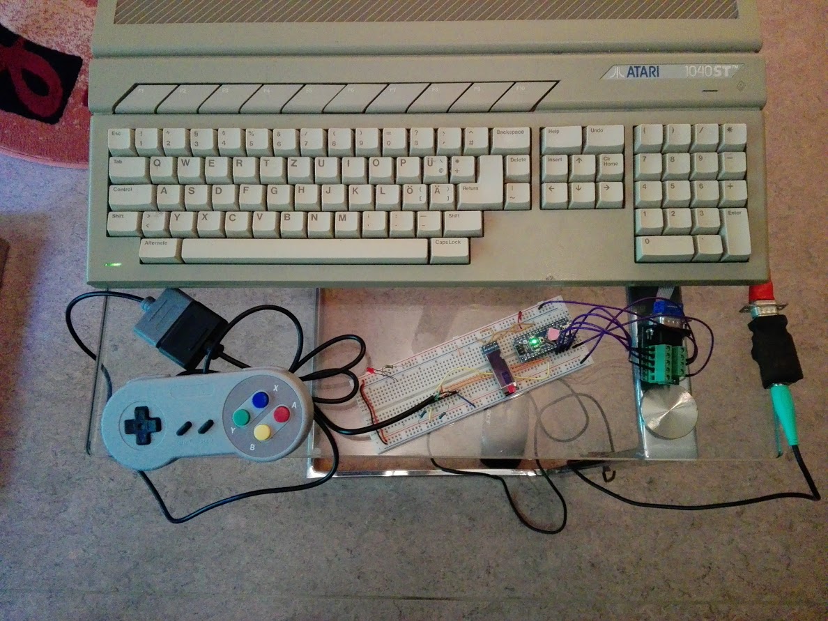 SNES2DB9 Arduino Prototyp am Atari STE